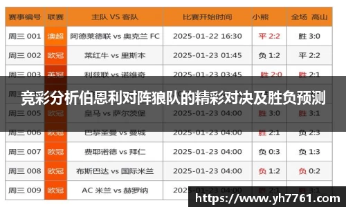 竞彩分析伯恩利对阵狼队的精彩对决及胜负预测